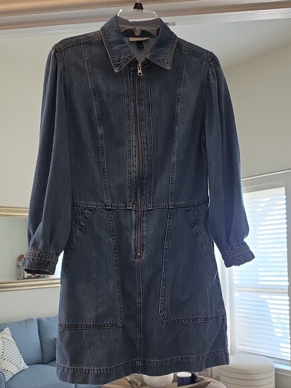 Universal Thread Dark Blue Denim Zip-Front Jacket Dress